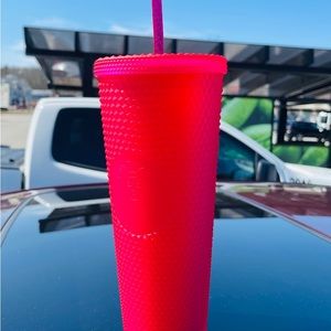 Starbucks Ruby Pink Soft Touch Tumbler Jelly Studded Cold Cup Venti NWT 2023